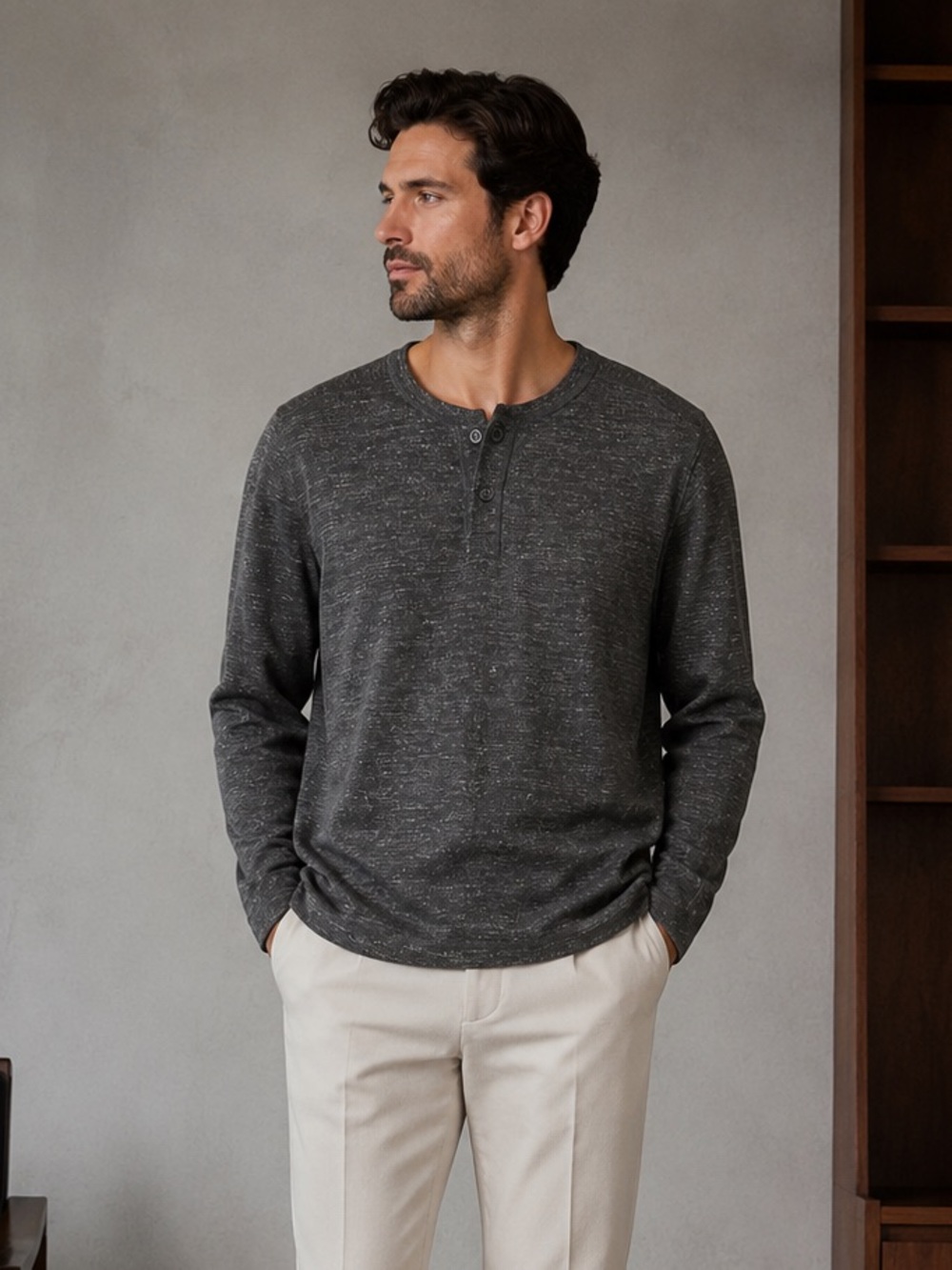 Vince Wool Blend Henley Long Sleeve Sweater